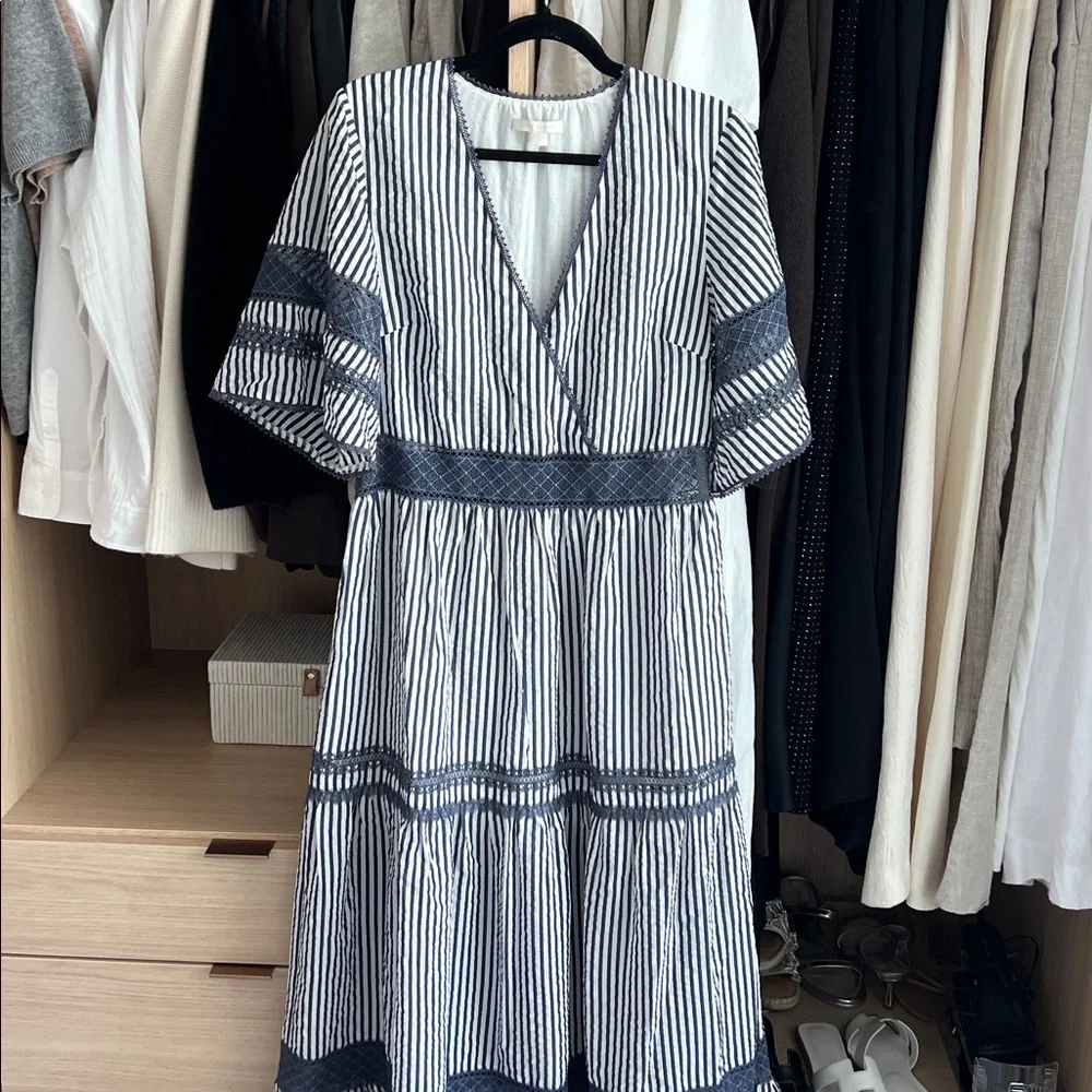 Jonathan Simkhai Navy and White Striped Maxi Dress Size M - Picture 3 of 9